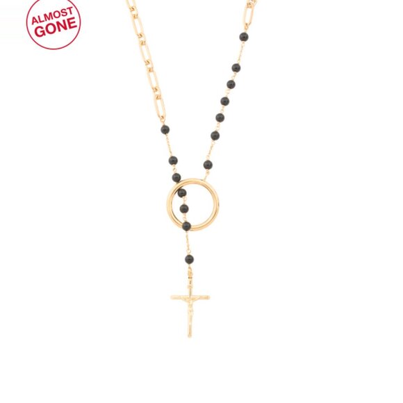 DOLCE & GABBANA Black Made In Italy Rosary Cross Necklace - Picture 1 of 2